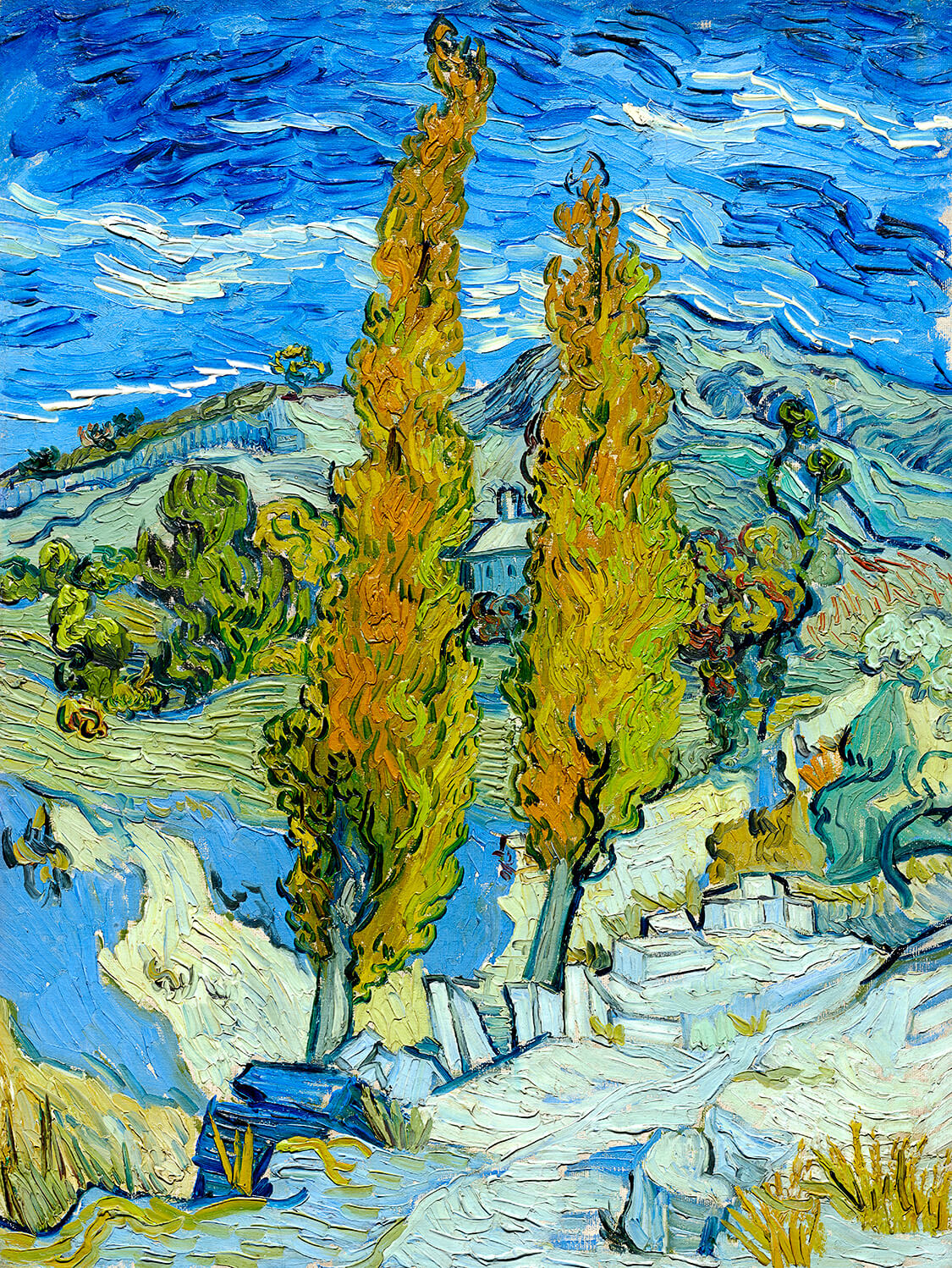 Two Poplars at Saint-Rémy (1889) | Vincent Van Gogh | FREE DIGITAL DOWNLOAD