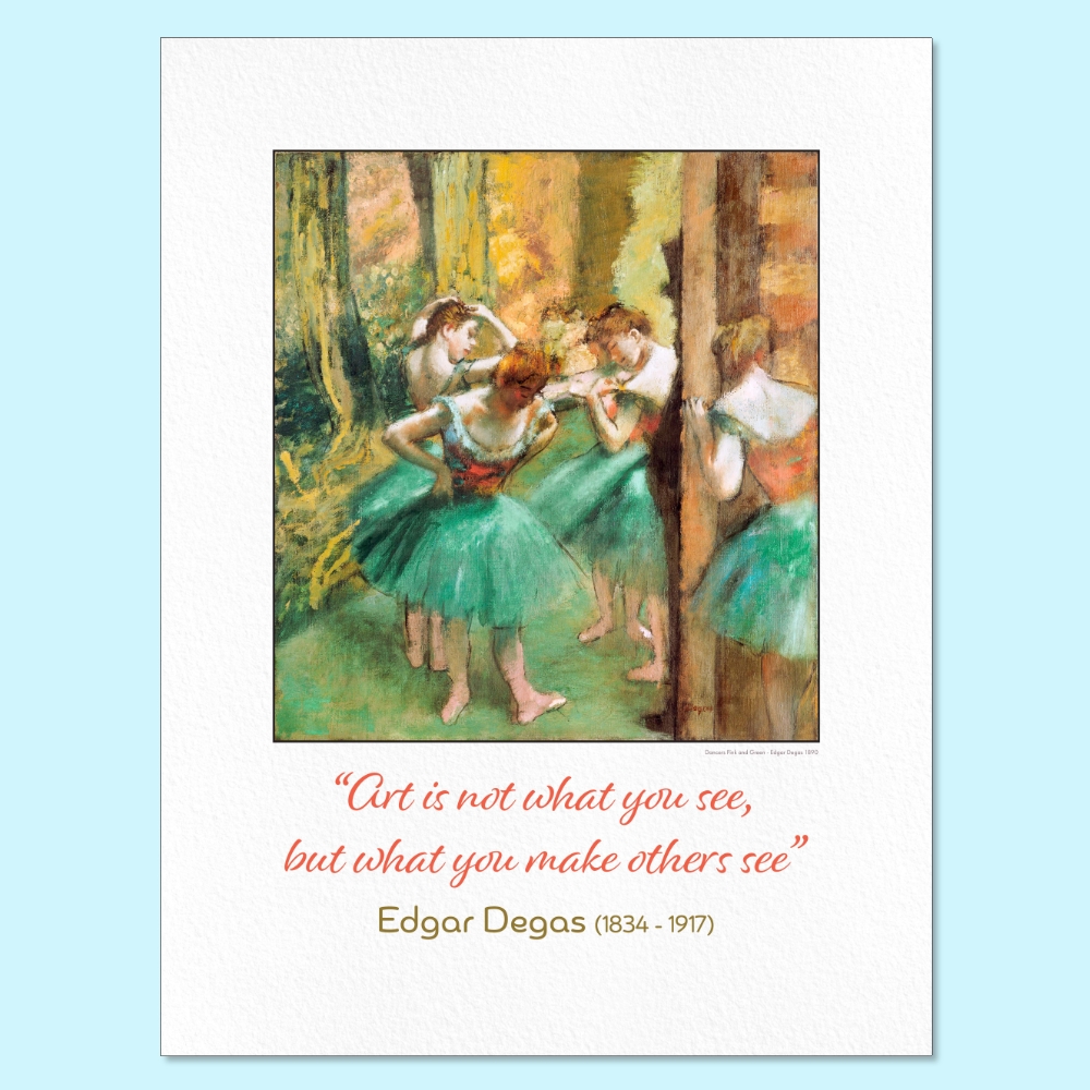 edgar degas 800PX 24 x 32 – THE DANCE CLASS Art is not what you see, but what you make others see dancers pink and green